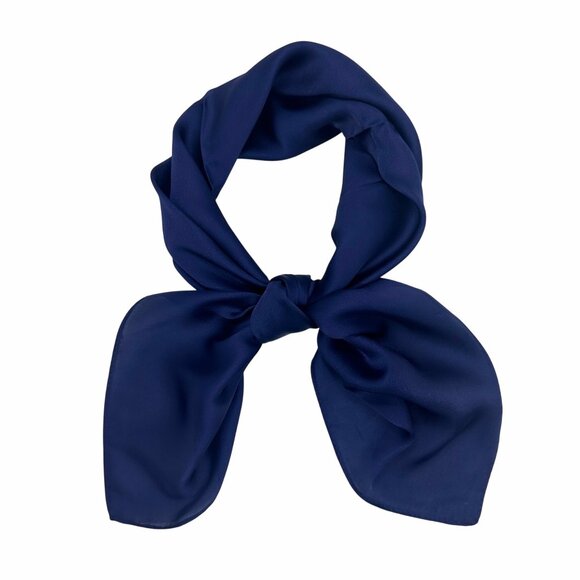 ✨Elegant Square Silky Scarf Bandana Blue Headwear Solid Soft Versatile Shawl New - Picture 2 of 6